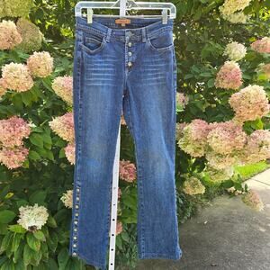 Retro Arden B Snap Flare Mid-rise Jeans size 6 Whiskering